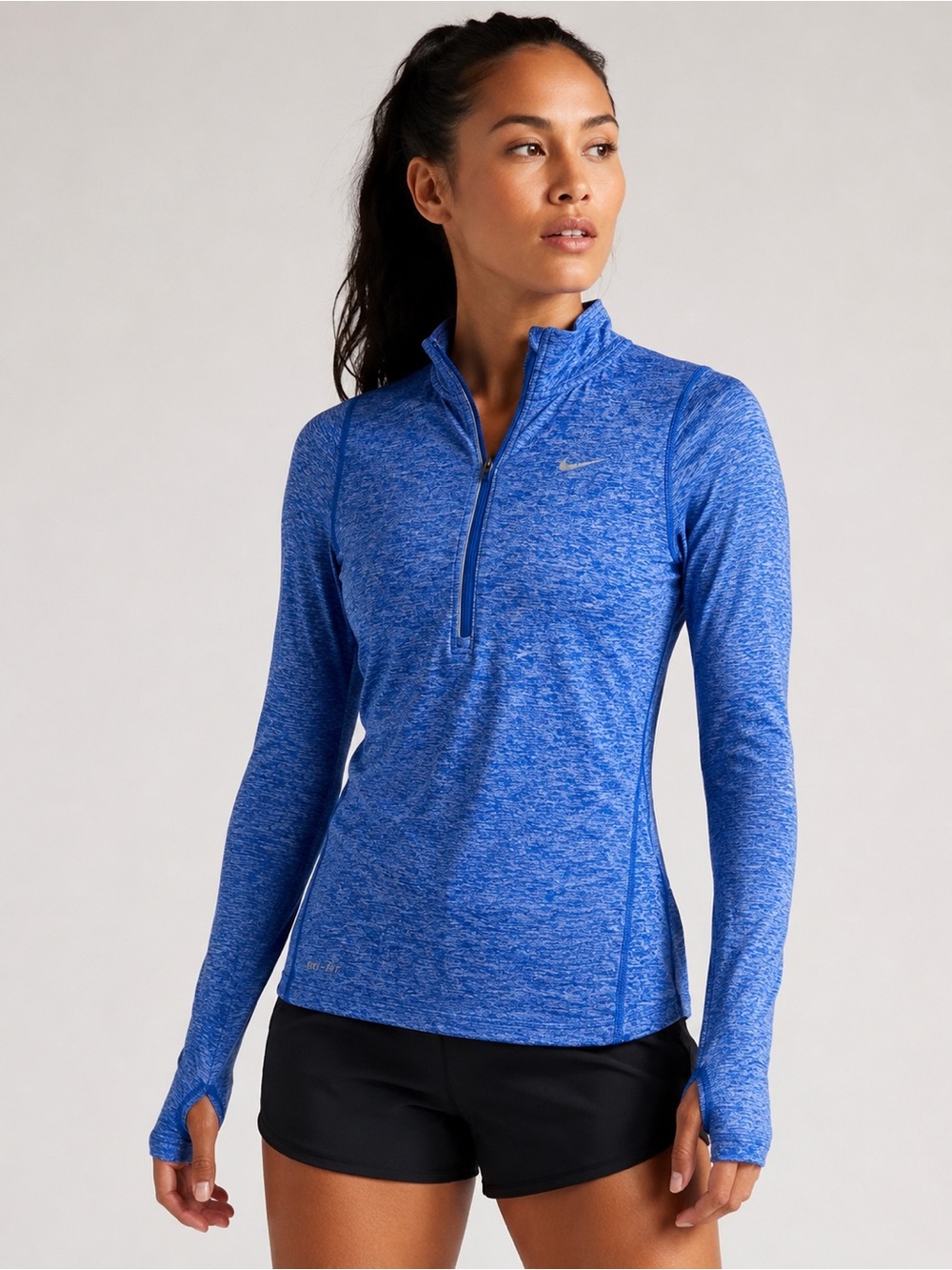 Nike Women's Royal Blue Heather Quarter-Zip Long Sleeve Top XS